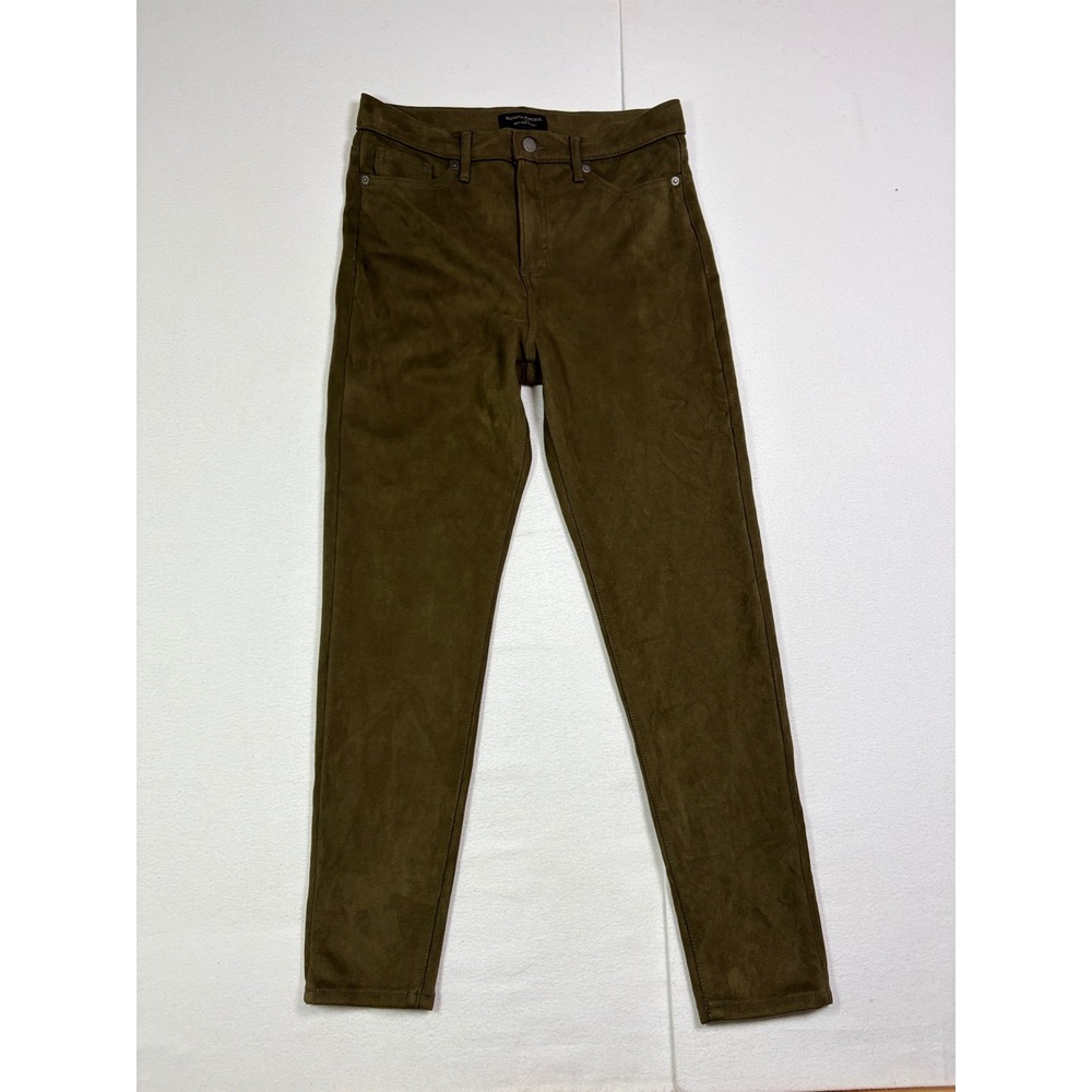 Banana Republic High-Rise Skinny Faux Suede Pants Olive Green Womens 29/8